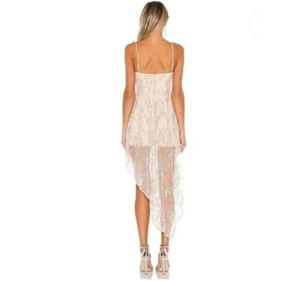 NBD Revolve Julian Lace Asymmetrical Dress in Nude Size M - Picture 3 of 10